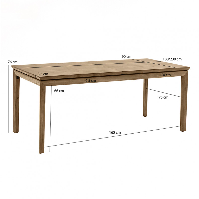 Table de repas extensible en bois d'acacia L.230 cm - KASSIA