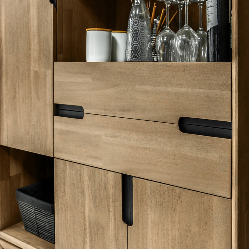 Meuble de rangement bois design 2 tiroirs et placards - KASSIA