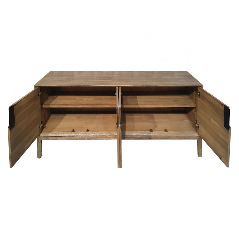 Buffet en bois d'acacia avec poignées en métal noir - KASSIA