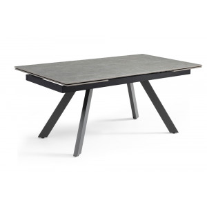 Table extensible 160/240 cm en céramique gris marbré mat et 4 pieds inclinés métal noir - ARIZONA 08