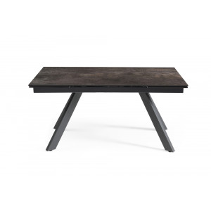 Table extensible 160/240 cm en céramique gris vieilli mat et 4 pieds inclinés métal noir - MAINE 08