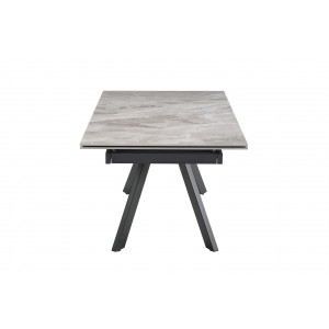 Table extensible 160/240 cm en céramique gris marbré brillant et 4 pieds inclinés métal noir - DAKOTA 08