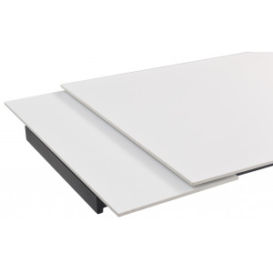 Table extensible 160/240 cm en céramique blanc mat et 4 pieds inclinés métal noir - OREGON 08