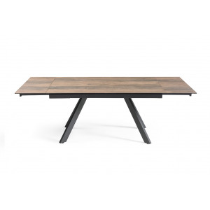 Table extensible 160/240 cm en céramique effet bois vieilli et 4 pieds inclinés métal noir - TEXAS 08