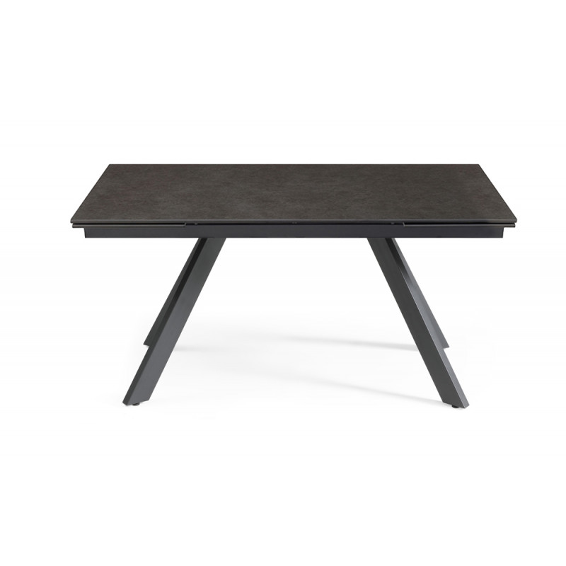 Table extensible 160/240 cm en céramique gris anthracite mat et 4 pieds inclinés métal noir - UTAH 08