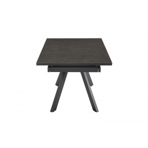Table extensible 160/240 cm en céramique gris anthracite mat et 4 pieds inclinés métal noir - UTAH 08
