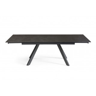 Table extensible 160/240 cm en céramique gris anthracite mat et 4 pieds inclinés métal noir - UTAH 08