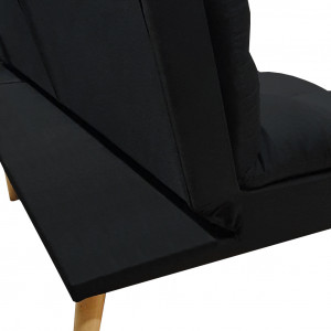 Banquette convertible angle réversible et modulable tissu noir - KURT