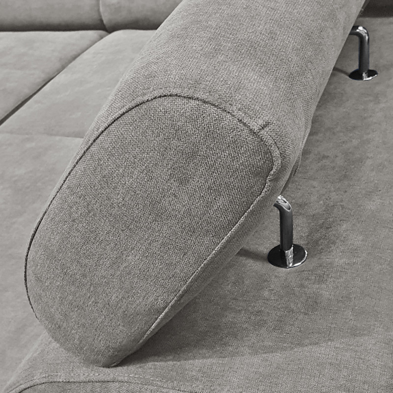 Canapé d'angle droit convertible gris avec piètements métal - RUSSELL