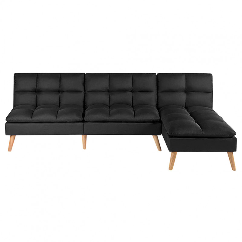 Banquette convertible angle réversible et modulable tissu noir - KURT