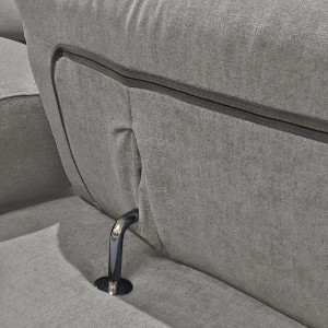 Canapé d'angle droit convertible gris avec piètements métal - RUSSELL