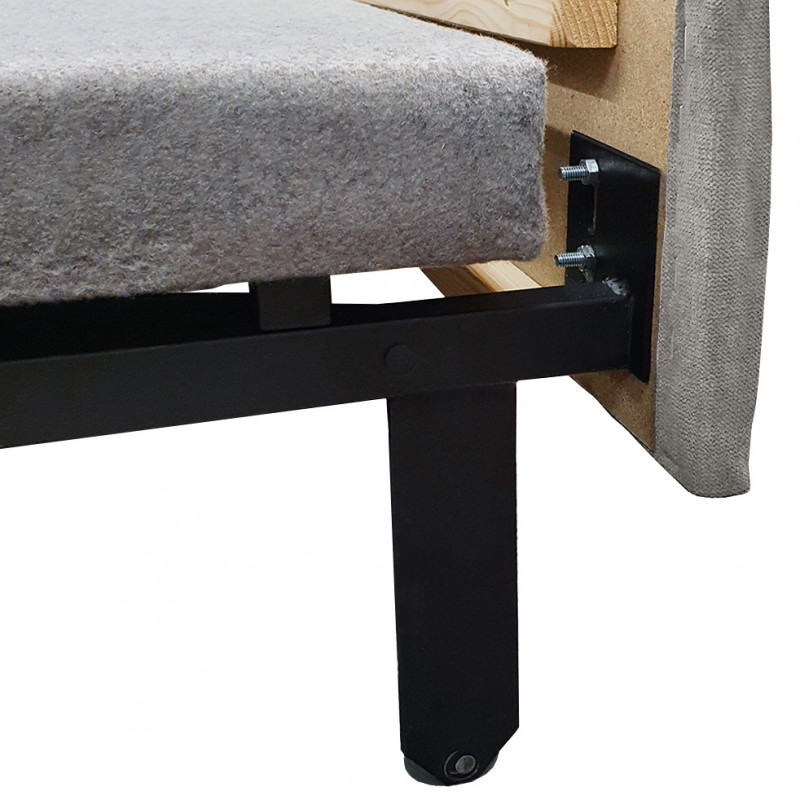 Canapé d'angle droit convertible gris avec piètements métal - RUSSELL