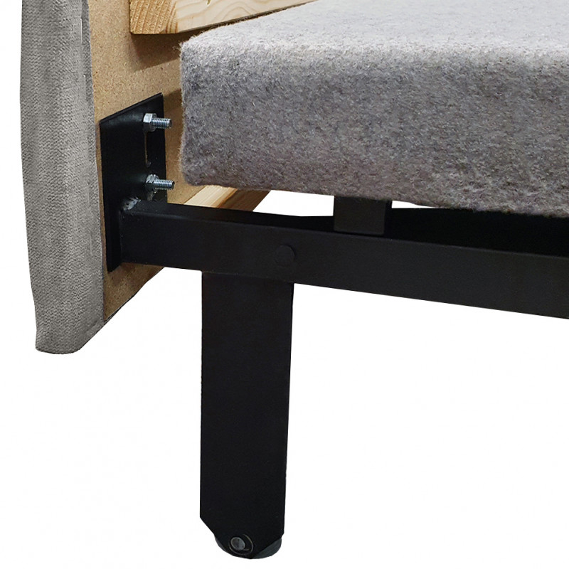 Canapé d'angle gauche convertible gris avec piètements métal - RUSSELL