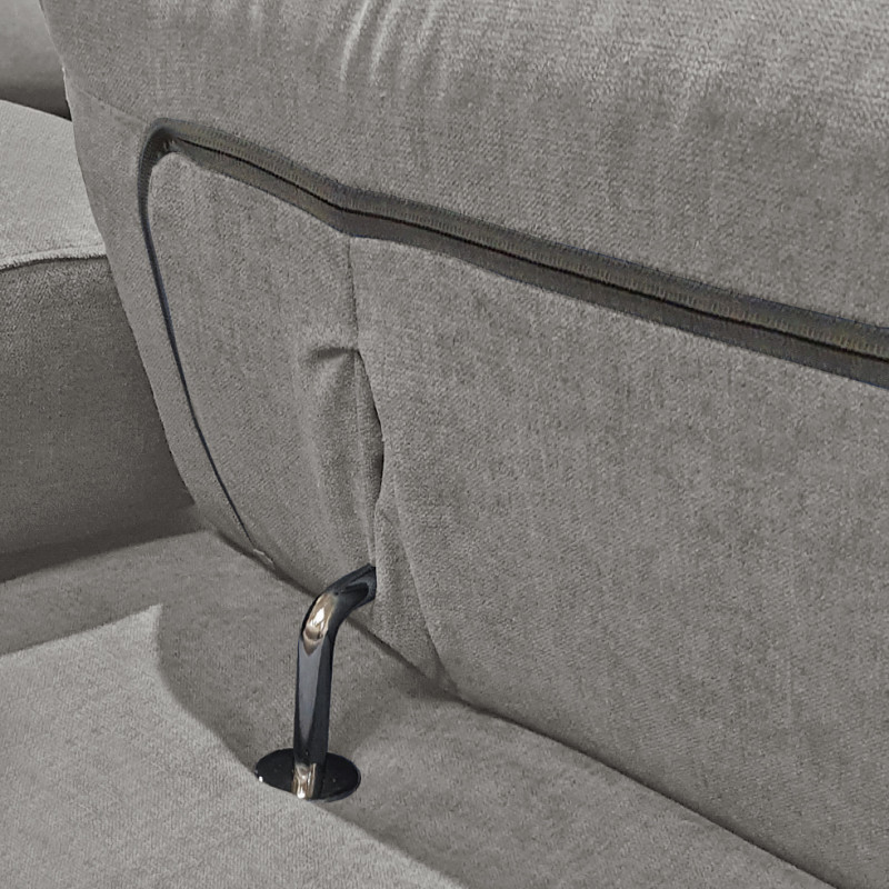 Canapé d'angle gauche convertible gris et piètements métal - RUSSELL