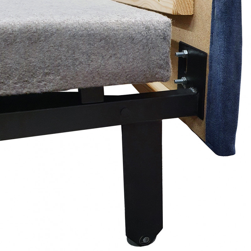Canapé d'angle droit convertible bleu avec piètements métal - RUSSELL