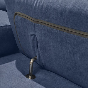 Canapé d'angle gauche convertible bleu avec piètements métal - RUSSELL