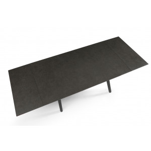 Table extensible 160/240 cm en céramique gris anthracite mat et 4 pieds droits métal noir - UTAH 09