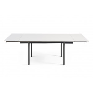 Table extensible 160/240 cm en céramique blanc mat et 4 pieds droits métal noir - OREGON 09