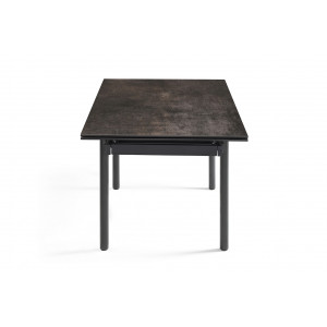 Table extensible 160/240 cm en céramique gris vieilli mat et 4 pieds inclinés métal noir - MAINE 08