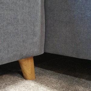 Canapé d'angle droit fixe en tissu texturé gris avec piètements en bois Scandinave - ODIN