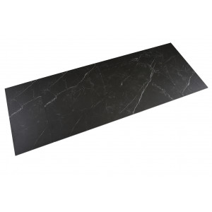 Table extensible 160/240 cm en céramique noir marbré mat et 4 pieds inclinés métal noir - INDIANA 08