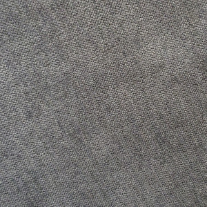 Grand canapé d'angle droit en tissu gris et piètements en bois - ODIN