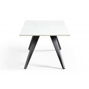 Table basse 120x60 cm en céramique blanc mat et pieds filaires inclinés métal noir - OREGON 01