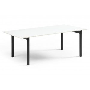 Table basse 120x60 cm en céramique blanc mat et 4 pieds droits en métal noir  - OREGON 09