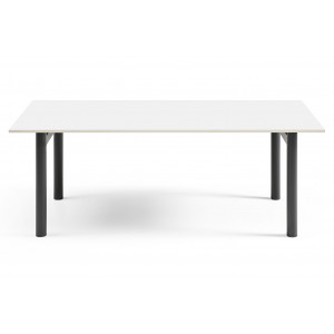 Table basse 120x60 cm en céramique blanc mat et 4 pieds droits en métal noir  - OREGON 09
