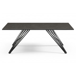 Table basse 120x60 cm en céramique gris anthracite et pieds filaires inclinés métal noir - UTAH 01