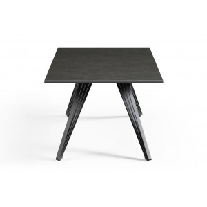 Table basse 120x60 cm en céramique gris anthracite et pieds filaires inclinés métal noir - UTAH 01