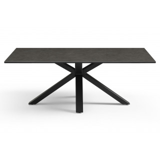 Table basse 120x60 cm en céramique gris anthracite et pied épais croisé en métal noir - UTAH 04