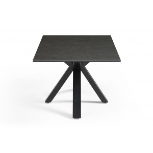 Table basse 120x60 cm en céramique gris anthracite et pied épais croisé en métal noir - UTAH 04
