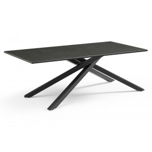 Table basse 120x60 cm en céramique gris anthracite et pied torsadé en métal noir - UTAH 05