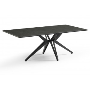 Table basse 120x60 cm en céramique gris anthracite et pied étoile en métal noir - UTAH 06