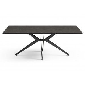 Table basse 120x60 cm en céramique gris anthracite et pied étoile en métal noir - UTAH 06