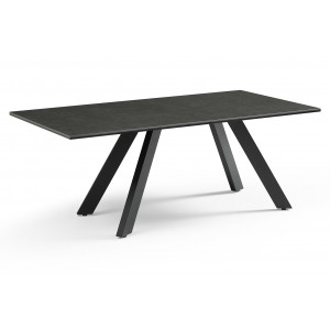 Table basse 120x60 cm en céramique gris anthracite et 4 pieds inclinés en métal noir - UTAH 08