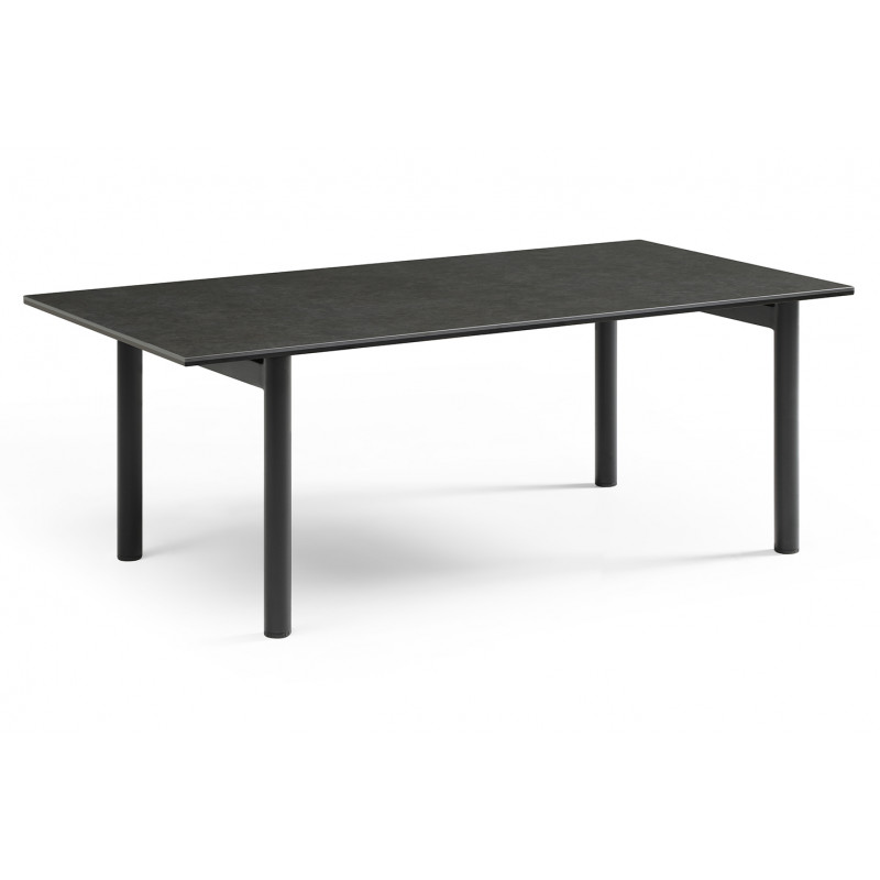 Table basse 120x60 cm en céramique gris anthracite et 4 pieds droits en métal noir  - UTAH 09