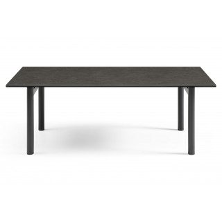 Table basse 120x60 cm en céramique gris anthracite et 4 pieds droits en métal noir  - UTAH 09