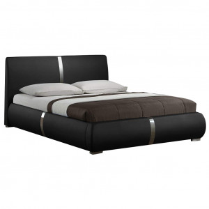 Pack lit double en simili noir + matelas 140 x 190 cm - EDEN