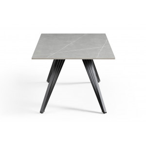 Table basse 120x60 cm en céramique gris marbré mat et pieds filaires inclinés métal noir - ARIZONA 01