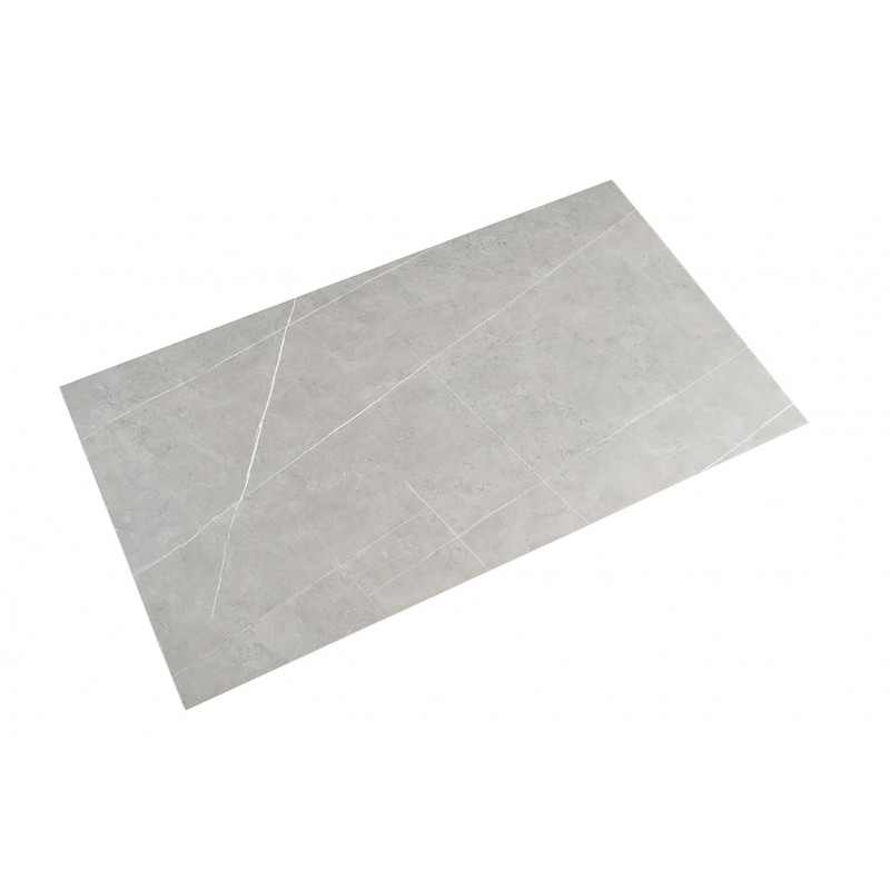 Table basse 120x60 cm en céramique gris marbré mat et pieds filaires inclinés métal noir - ARIZONA 01