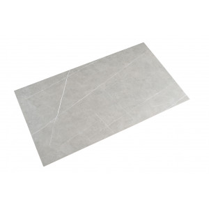 Table basse 120x60 cm en céramique gris marbré mat et pied épais croisé en métal noir - ARIZONA 04