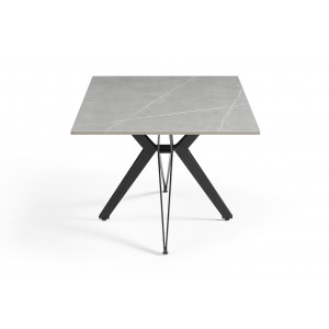 Table basse 120x60 cm en céramique gris marbré mat et pied étoile en métal noir - ARIZONA 06