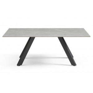Table basse 120x60 cm en céramique gris marbré mat et 4 pieds inclinés en métal noir - ARIZONA 08