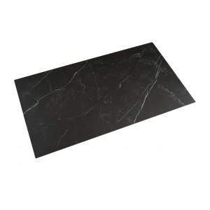 Table basse 120x60 cm en céramique noir marbré mat et pied épais croisé en métal noir - INDIANA 04