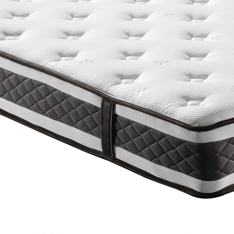 Pack lit double en simili noir + matelas 140 x 190 cm - EDEN