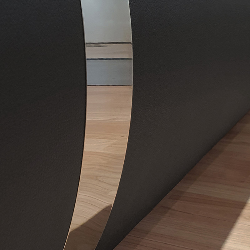 Pack lit 140 x 190 cm en simili noir + matelas - EDEN