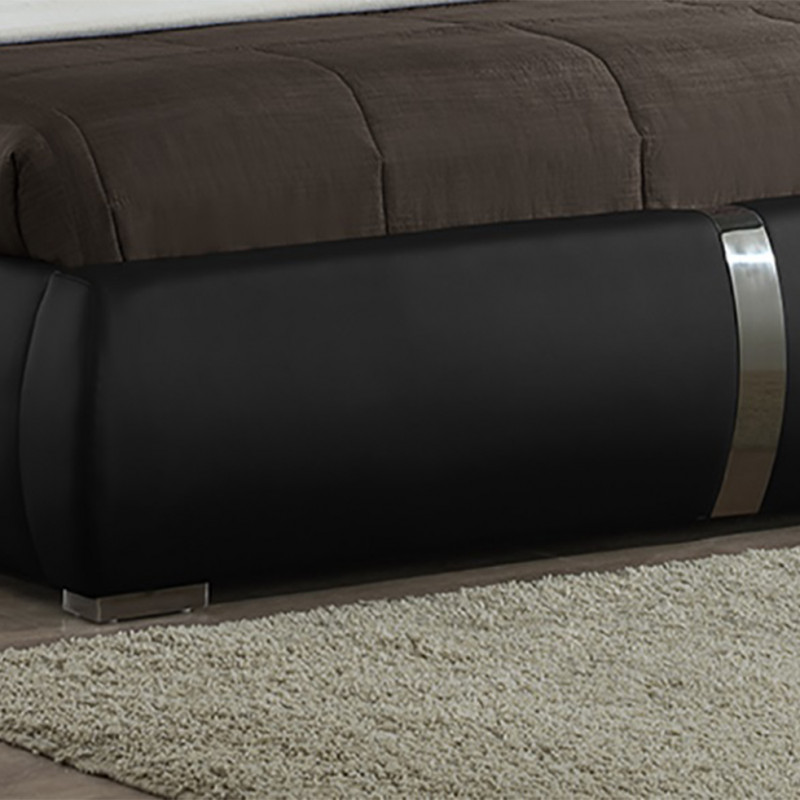 Pack lit 140 x 190 cm en simili noir + matelas - EDEN