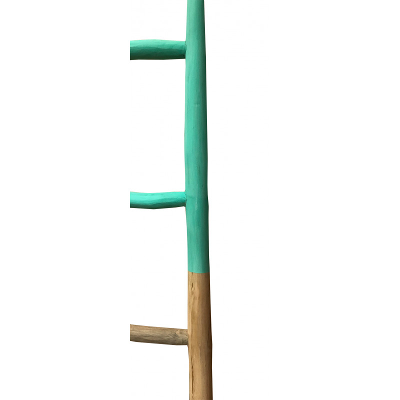 Echelle décorative en bois naturel et turquoise - SCALA